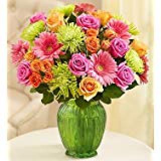 Vibrant Bloom Bouquet/Fuji,Gerbs,Roses