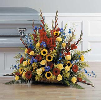 Large Fire side basket/Sunflowers,Glads,Delph,Carns