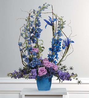 Lavender and Blue Arrangement/Iris,Delph,Stock,Roses
