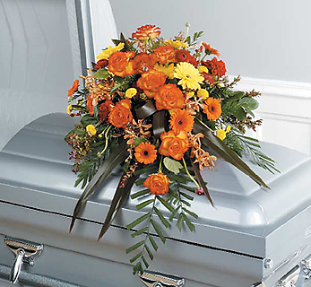 A Casket Spray/Buttons,Roses,orchids,Gerbs