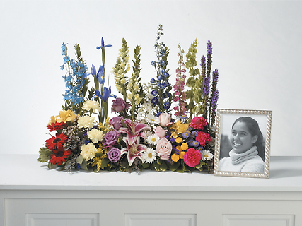 Floral Memorial/Delph,Iris,Gerb,Lillie,Roses,Liatris