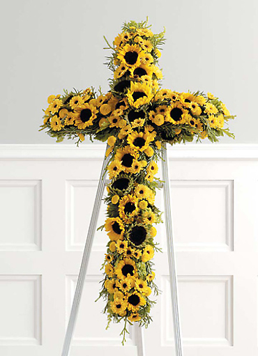 Yellow Sunflower Cross/sunflower,Daisy,Buttons