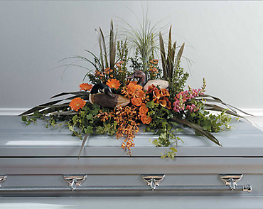 A Love Casket Spray/Roses,Calla lily,Orchids,Snaps,Gerbs