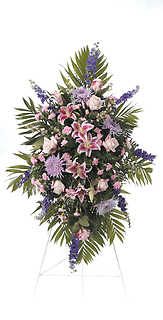 Lavender & Pink Standing Funeral Spray/Stargazers,Delph,Fuji,