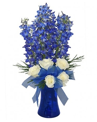 Blue Skies/Delphinium,Roses