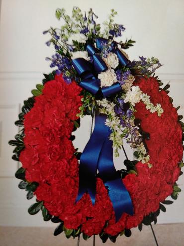Tribute Wreath/Carnations,Delphinium,Larkspur