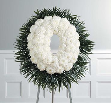 White Football Mum Oval Wreath