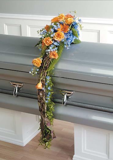 Orange & Blue Casket Scarf/Hydrangea,Gerb,Roses
