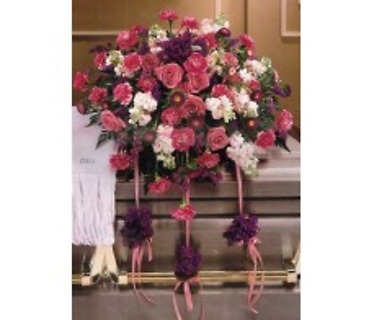 A CASKET SPRAY/CARNS,ROSES,STOCK,STATICE