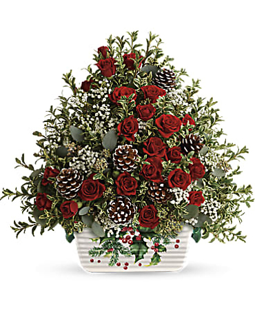 Warmest Christmas Tree/Spray Roses,Baby Breath,Seeded Eucalyptus