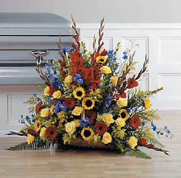 Large Fire side basket/Sunflowers,Glads,Delph,Carns