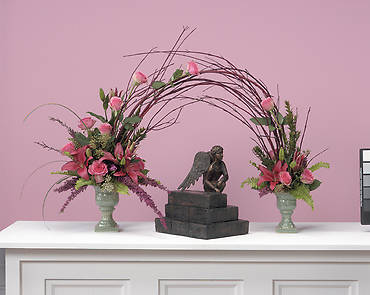 A Pink Rose and Lilly Memorial Arch