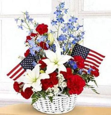 Patriotic Flower/Delphenium,Carnation,Rose,Flags