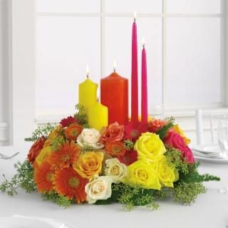 Candle Centerpiece/Roses,Gerbera