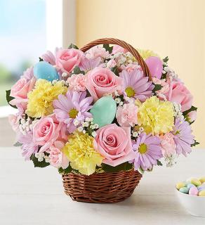 Easter Egg Basket/Roses,Daisy,Carns,Baby Breath,Eggs