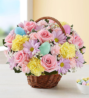 Easter Egg Basket/Roses,Daisy,Carns,Baby Breath,Eggs
