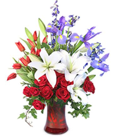 Liberty/Lilies,Roses,Iris,Delpheniun,Tulips