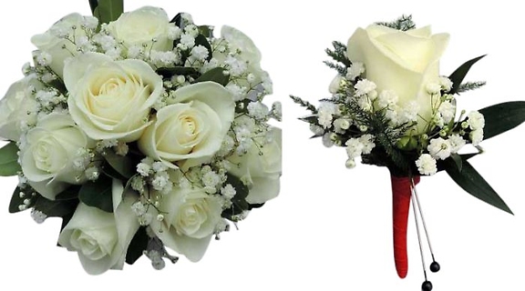 Corsage/Bout/ Rose, Baby Breath 45.00 and 12.00