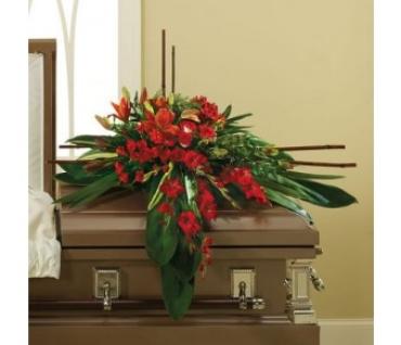 A Traditional Casket/Roses,Lillies,Glads,Alstro,Leucadendron