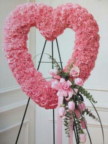 Pink Open Heart/Carnations and Roses