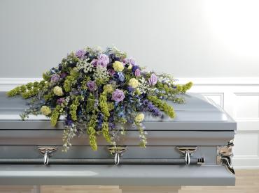 A Casket Spray/Roses,Bells of Ireland,Delphinium,