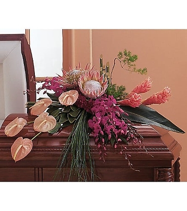A Casket Spray Exotic/Orchids,Ginger,Protea,Antherium