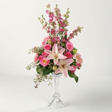 Pedestal Petals/Roses,Lillies,Gerbs,Larkspur