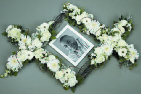 White Flowers Sympathy Tribute Frame/Calla Lillies,Roses,Carns