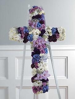 Jewel Toned Cross /Roses,Carns,Glads,Stock,Hydrangea
