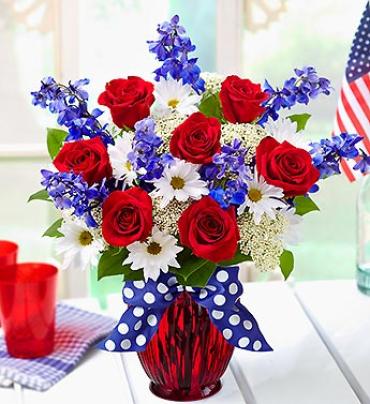 American Dream Bouquet/Roses,Delphenium,Daisies