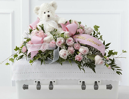 Infant And Child Casket Spray/Roses, Baby Breath, Carns