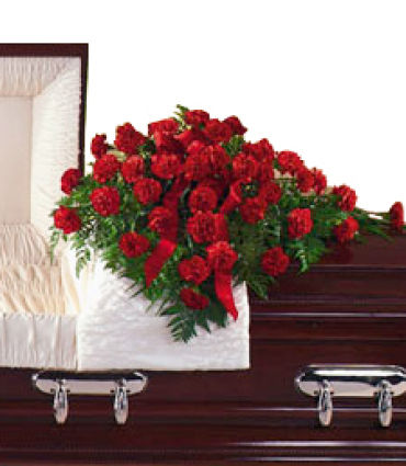 A Heart Casket Spray/Carnations