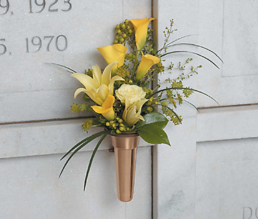 Yellow Memorial Urn/Calla Lilly,Rose,Lilly