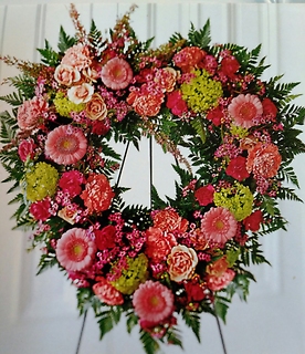 Peaceful Rest/Carns,Gerbera,Wax,Viburnum,Rose,Heather