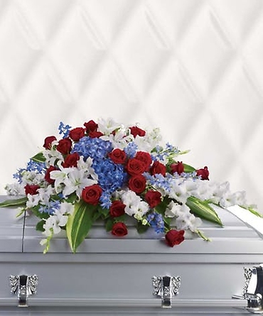 A Service Casket Spray/Glads,Roses,Stock,Delph,Hydrangea,Lilly