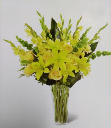 Bright Star/Roses,Glads,Solidago,Bells of Ireland,Lillies