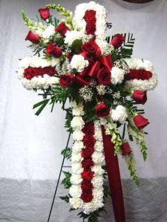 Standing Cross/Roses,Carnations,Baby Breath